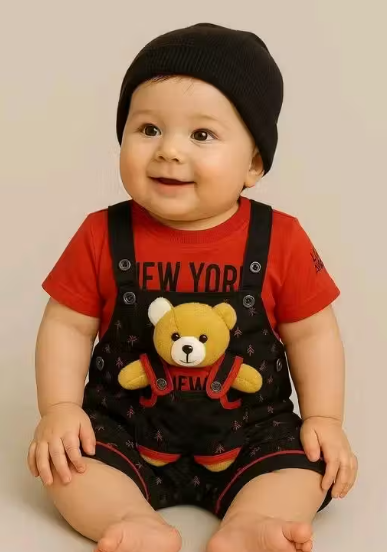 Cute baby dungaree with teddy