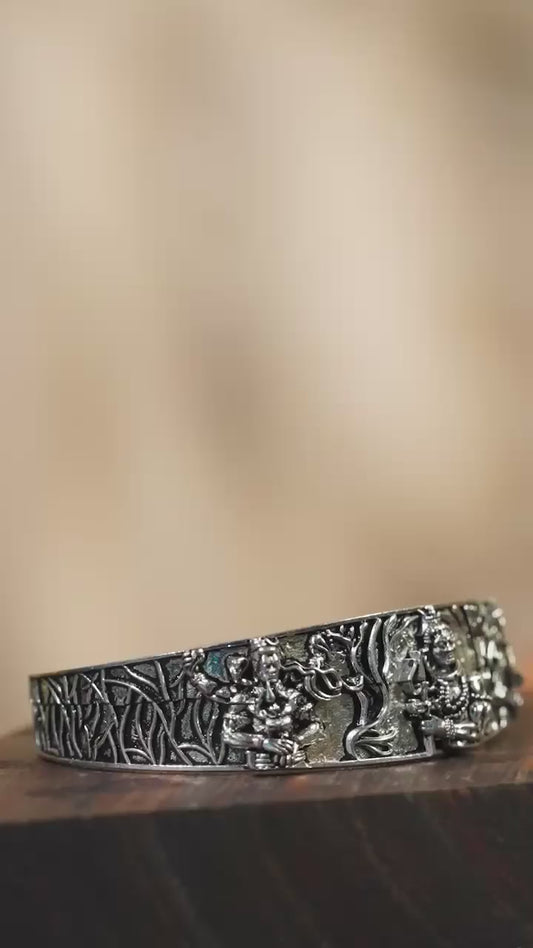 Men's Oxidised Silver Mahakal Bracelet